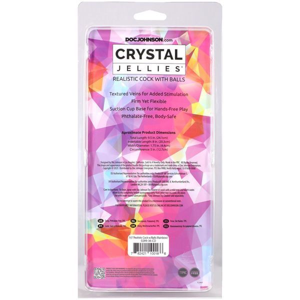 Фалоімітатор Doc Johnson Crystal Jellies - 9.5 Inch Dildo - Rainbow SX4433 фото