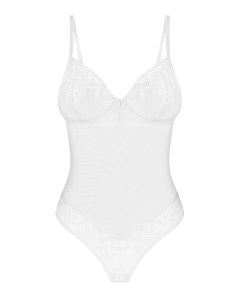 Боді Obsessive Alissium Teddy White, XS/S, ліф з м&rsquo;якою чашкою, високі вирізи для ніг SX0594 фото