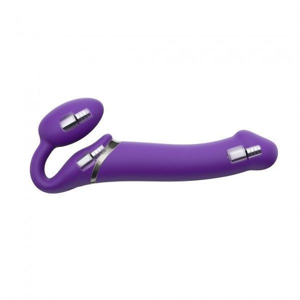 Безремінний страпон з вібрацією Strap-On-Me Vibrating Violet L, діам. 4,2 см, пульт ДК, регульований SO3826 фото
