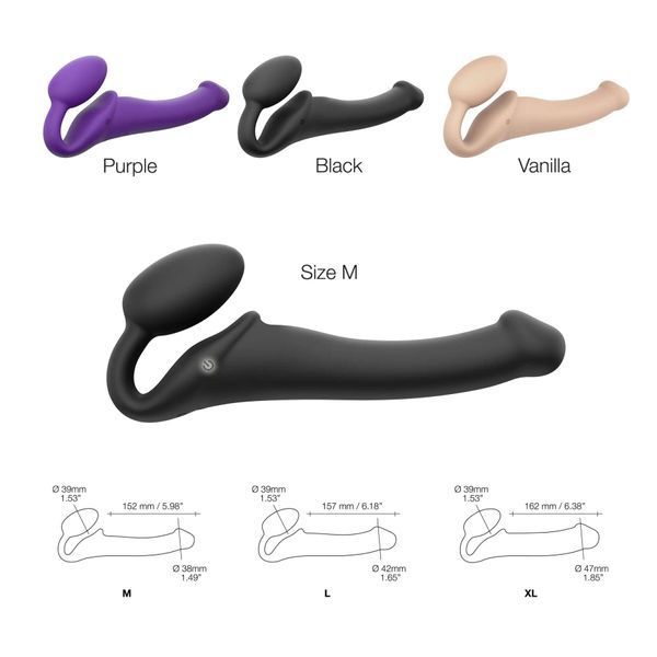 Безремінний страпон з вібрацією Strap-On-Me Vibrating Violet L, діам. 4,2 см, пульт ДК, регульований SO3826 фото