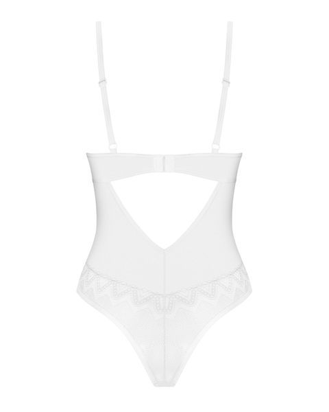 Боді Obsessive Alissium Teddy White, XL/2XL, ліф з м&rsquo;якою чашкою, високі вирізи для ніг SX0596 фото
