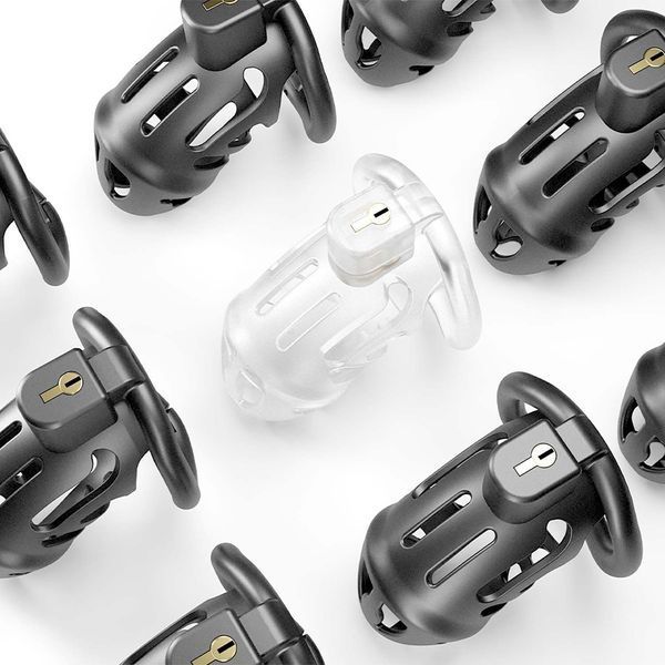 Клітка для пеніса LOCKINK SEVANDA Plastic Penis Chastity Cage, чорна, 3 кільця різних розмірів SX2841 фото