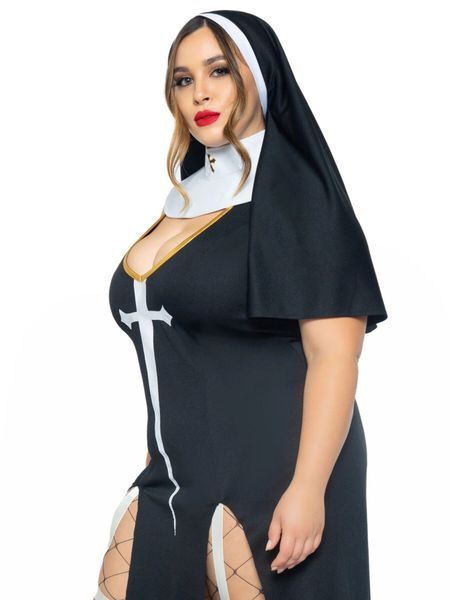 Костюм монашки-грішниці Leg Avenue Sultry Sinner 1X-2X, сукня, головний убір, комір SX1731 фото