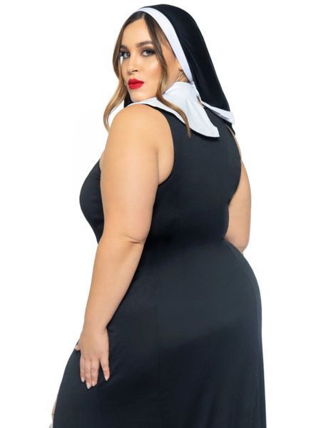 Костюм монашки-грішниці Leg Avenue Sultry Sinner 1X-2X, сукня, головний убір, комір SX1731 фото