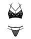 Еротичний комплект під латекс зі стрепами Obsessive Bagirela 2-pcs set S/M, чорний, під леопард, бюс SO7219 фото 5