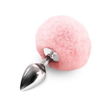 Металева анальна пробка М Art of Sex - Metal Butt plug Rabbit Tail Soft pink, діаметр 3,4 см SO6692 фото