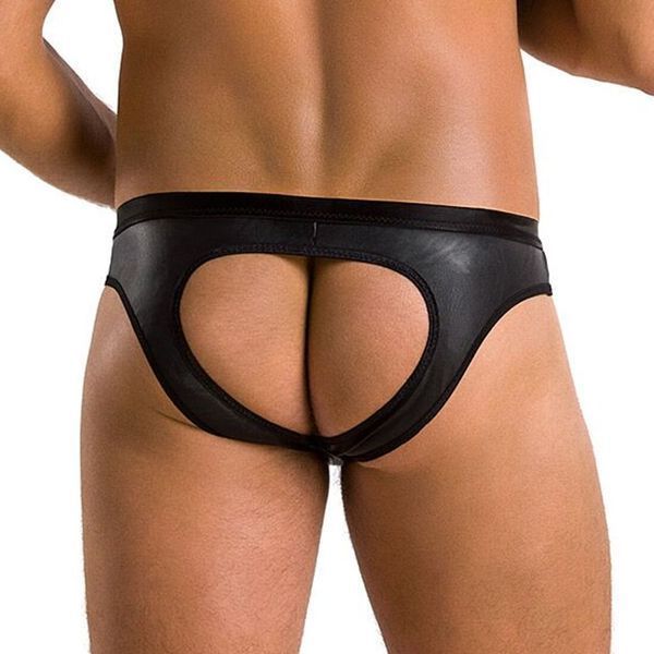 Чоловічі сліпи з вирізами Passion 041 SLIP JOE L/XL Black, екошкіра, відкриті сідниці SO7594 фото