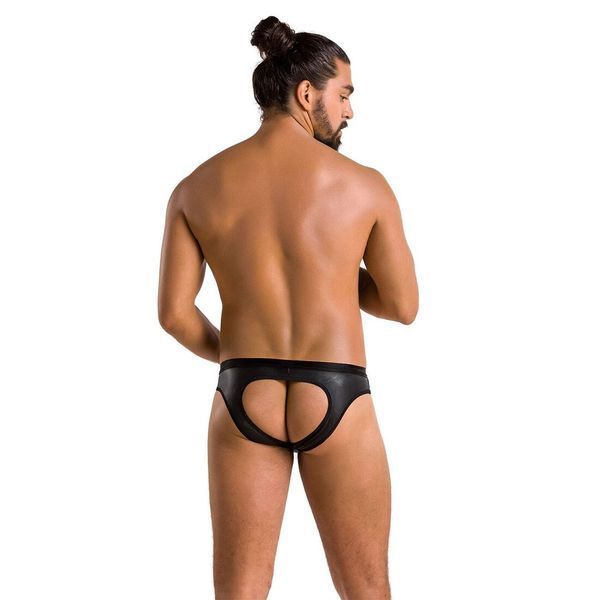 Чоловічі сліпи з вирізами Passion 041 SLIP JOE L/XL Black, екошкіра, відкриті сідниці SO7594 фото