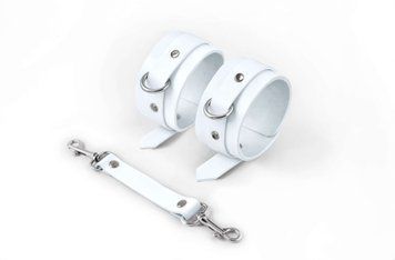 Поножі Feral Feelings - Ankle Restraints White, натуральна шкіра SX3972 фото