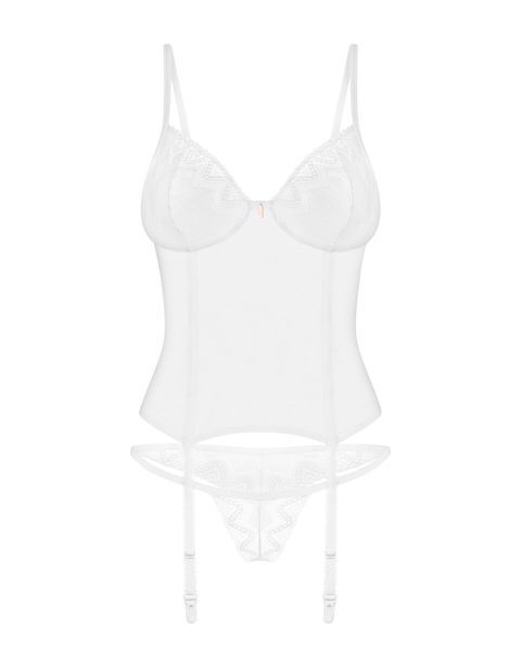 Корсет Obsessive Alissium corset&thong XL/2XL, гнучкі кісточки, відкрита спина, стрінги в комплекті SX0602 фото