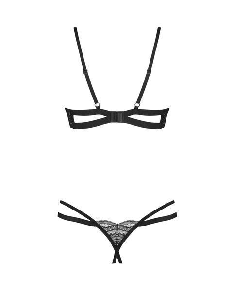 Комплект Obsessive Nutris 2-pcs crotchless set, XS/S, ліф з відкритими чашками, трусики з доступом SX1169 фото