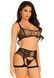 Комплект Leg Avenue Top and garter harness, One Size, чорний, сітчастий, топ + пояс з гартерами SX1073 фото 3