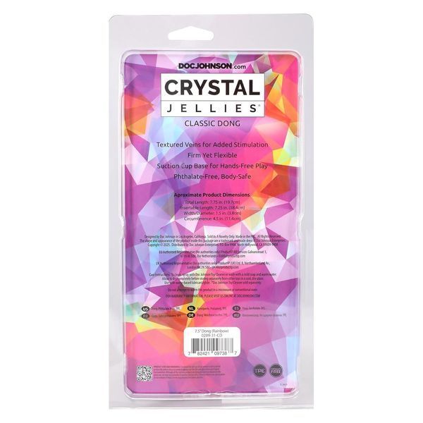 Фалоімітатор Doc Johnson Crystal Jellies - 7.5 Inch Dong - Rainbow SX4444 фото