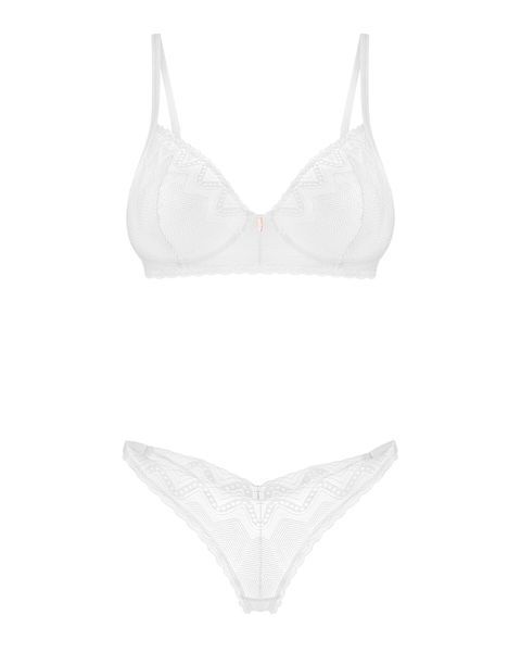 Комплект Obsessive Alissium 2-pcs set, XL/2XL, мереживо, ліф з м&rsquo;якою чашкою, трусики танга SX0605 фото