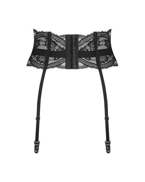 Пояс для панчіх Obsessive Nutris garter belt, XL/2XL, мереживний, з довгими пажами SX1174 фото