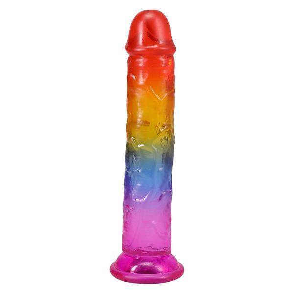 Фалоімітатор Doc Johnson Crystal Jellies - 7 Inch Сlassic Dong - Rainbow SX4447 фото