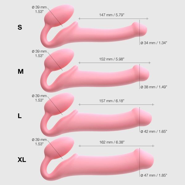 Безремінний страпон Strap-On-Me Rose XL, повністю регульований, діаметр 4,5 см SX2570 фото