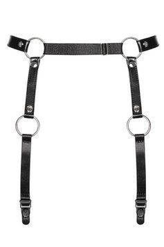 Гартери Obsessive A741 garter belt black O/S, штучна шкіра SO7854 фото