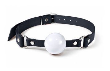 Кляп силіконовий Feral Feelings Silicon Ball Gag Black/White, чорний ремінець, біла кулька SX3979 фото