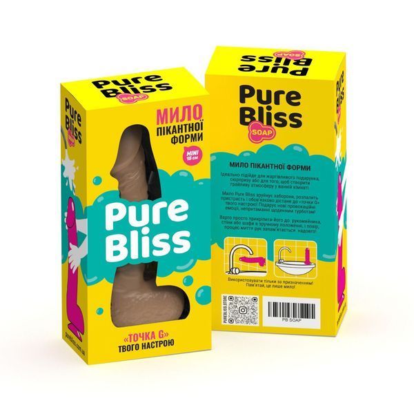 Мило у формі пеніса Pure Bliss MINI Brown, крафтове мило-член, натуральне SO6353 фото