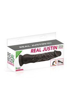 Фалоімітатор із присоскою Real Body &mdash; Real Justin Black, TPE, діаметр 4,2 см SO4031 фото