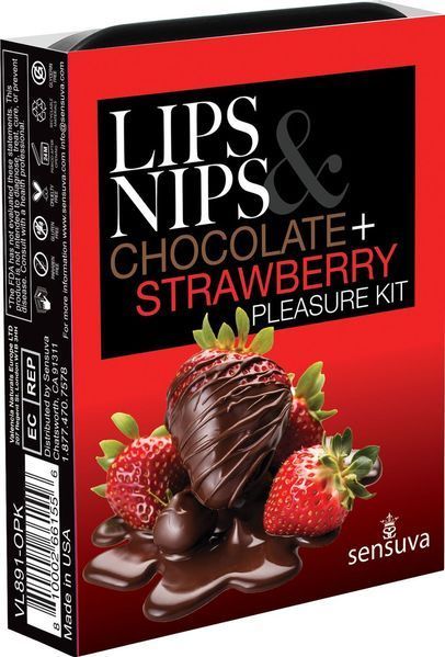 Подарунковий набір Sensuva Lips & Nips Pleasure Kit - Chocolate Strawberry 2 x 4г SX2597 фото