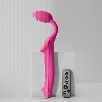 Безремінний страпон з вібрацією Strap-On-Me Vibrating Fuchsia XL, діам. 4,7см, пульт ДК, регульований SX2573 фото