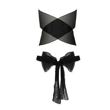 Комплект білизни Passion AMORE SET black, стрінги і ліф у вигляді подарункової стрічки з бантом EL14701 фото