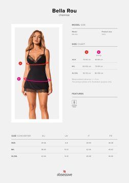 Сорочка та трусики Obsessive Bella Rou chemise & thong XS/S SO7858 фото