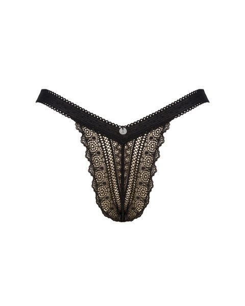 Мереживні трусики із заниженою талією Obsessive Estiqua panties XS/S, black SO7705 фото