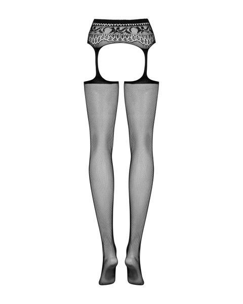 Сітчасті панчохи-стокінги з мереживним поясом Obsessive Garter stockings S307 XL/XXL, чорні SO7271 фото