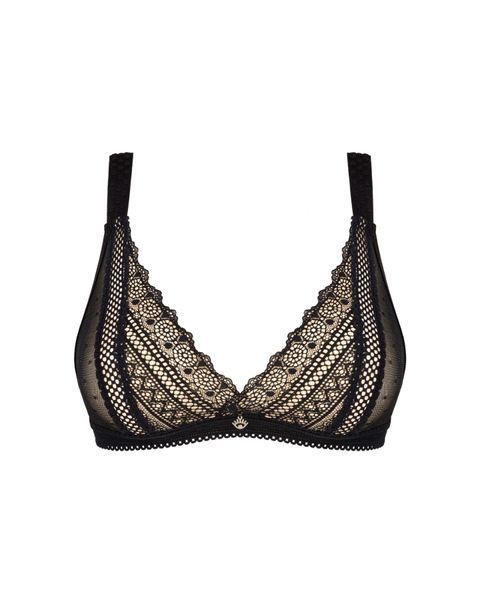 Мереживний бюстгальтер із трикутною чашкою Obsessive Estiqua bra XS/S, чорний, широкі лямки SO7258 фото