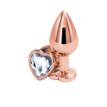 Анальна пробка NS Novelties Rear Assets - Rose Gold Heart - Medium - Clear SX4369 фото