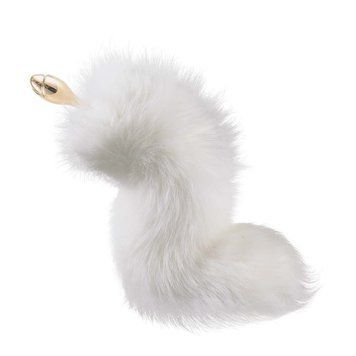 Металева анальна пробка з хутряним хвостом LOCKINK SEVANDA White Fox-Tail Anal Rose-shape Plug SX0866 фото