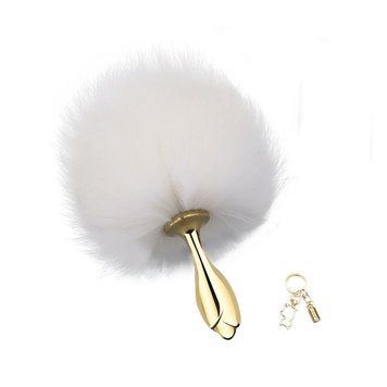 Металева анальна пробка &mdash; кролячий хвіст LOCKINK SEVANDA White Bunny-Tail Anal Rose-shape Plug SX0867 фото