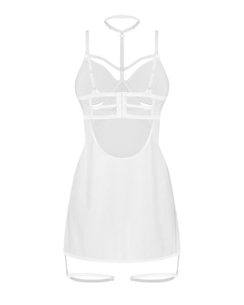 Бебі-дол Obsessive Arrowel White chemise 2XL/3XL, з декоративним чокером та гартерами SX2590 фото