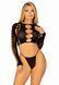 Комплект безшовної білизни Leg Avenue Long sleeve crop top & string Black, One Size, топ, стрінги SO9098 фото 1