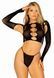 Комплект безшовної білизни Leg Avenue Long sleeve crop top & string Black, One Size, топ, стрінги SO9098 фото 5