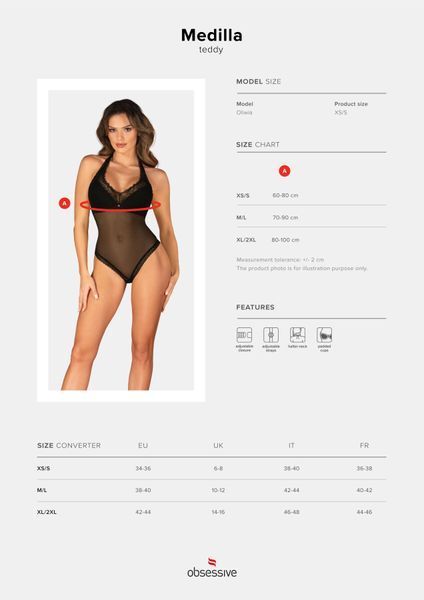 Боді Obsessive Medilla teddy XL/2XL SO9048 фото