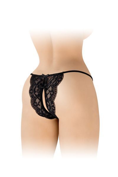 Трусики з відкритим доступом Fashion Secret Cindy Black, мереживо з бантиком SX2621 фото