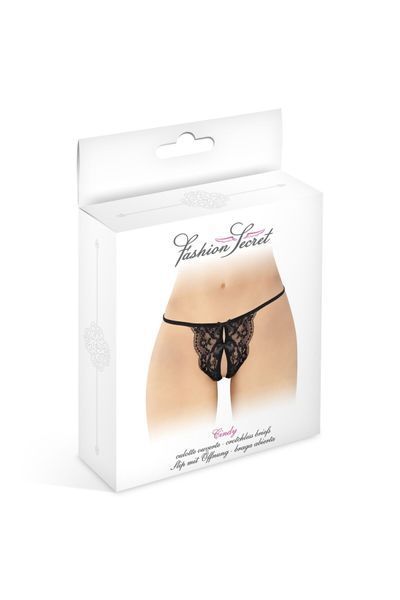 Трусики з відкритим доступом Fashion Secret Cindy Black, мереживо з бантиком SX2621 фото