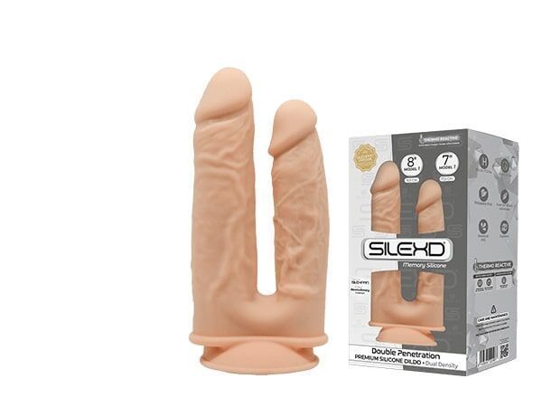 Фалоімітатор подвійний SilexD Double Gusto Flesh (Model 1 size 8" & 7"), двошаровий, силікон + Silexd SO5966 фото