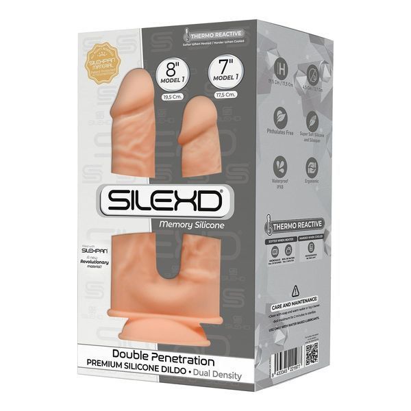 Фалоімітатор подвійний SilexD Double Gusto Flesh (Model 1 size 8" & 7"), двошаровий, силікон + Silexd SO5966 фото