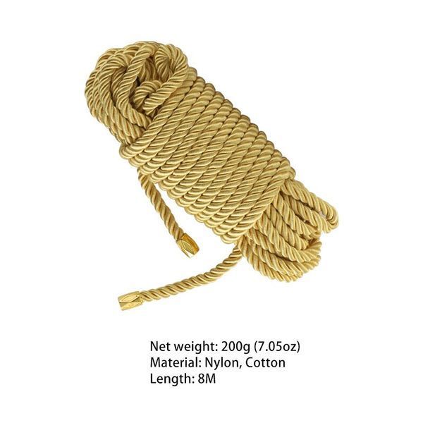Мотузка для шибарі LOCKINK SEVANDA Shibari Pratice Rope, золотиста, 8 м, нейлон+бавовна SX0881 фото